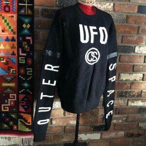 SOLD OUT BLACK UFO Knit SWEATER Extra Long Sleeve OUTER SPACE NO TAG M-L